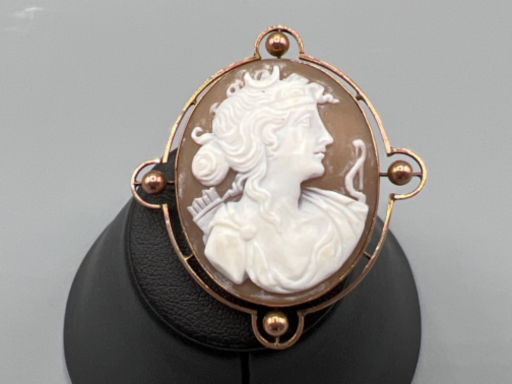 Ladies antique hallmarked 9ct rose gold cameo brooch 8.8g