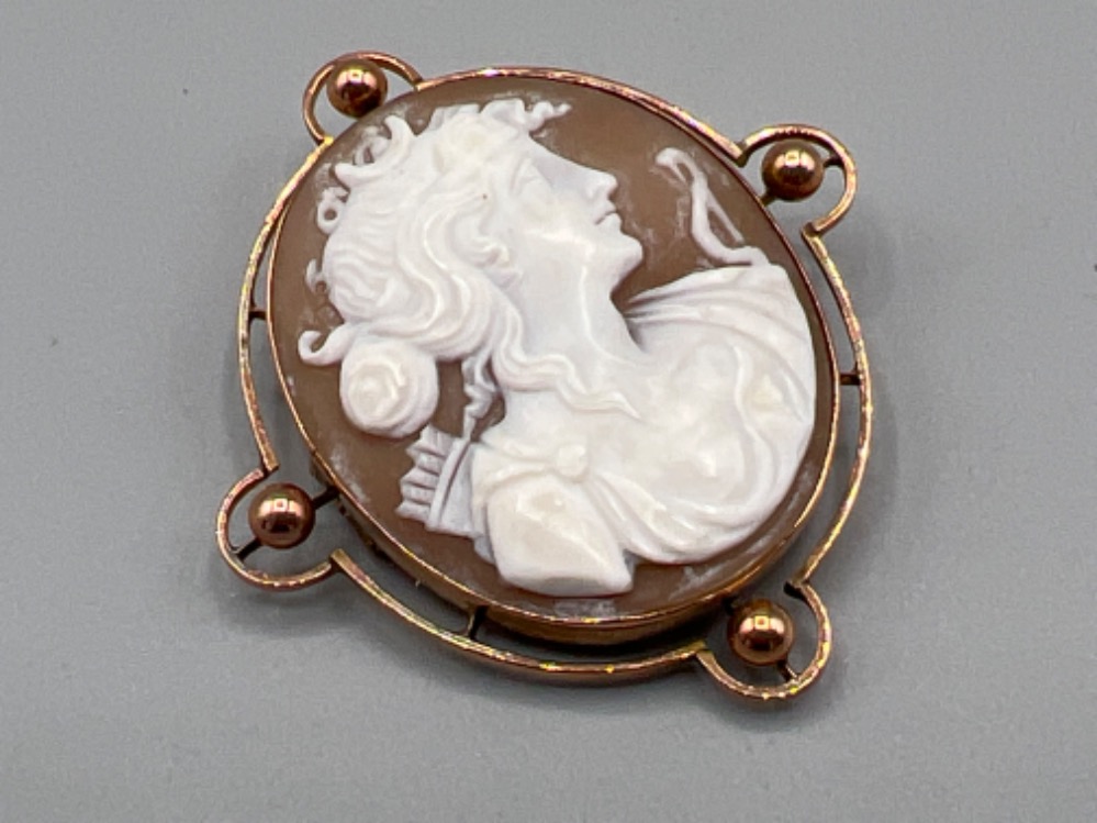 Ladies antique hallmarked 9ct rose gold cameo brooch 8.8g - Image 2 of 5