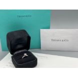 Original Tiffany & Co 0.77ct diamond solitaire ring. Set in classic 6 claw platinum mount I-colour