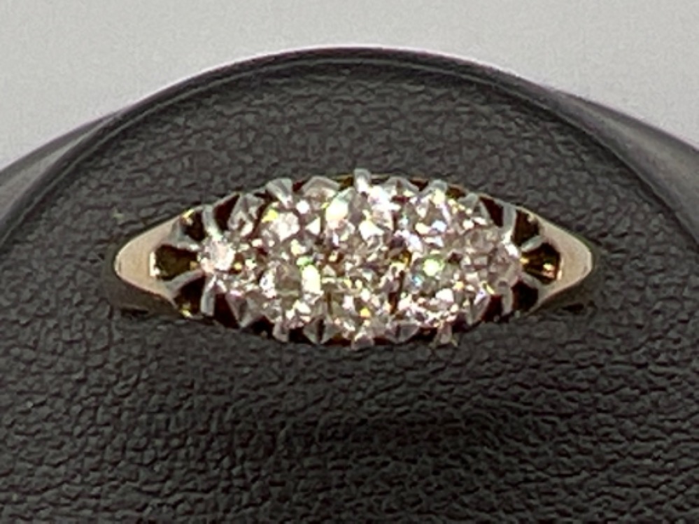 Antique ladies 15ct gold diamond cluster ring. Comprising of 8 rose cut diamonds with claw - Image 2 of 3