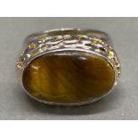 Silver & tigers eye ring, size S, 8.2G
