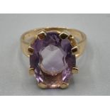 Large 9ct gold pink stone cocktail ring size M 4.8g gross