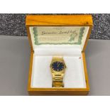 Jaques Richal Swiss calendar wristwatch - 18K gold plated with extra links & original box