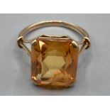 Large 9ct gold Citrine ring size Q 5g gross