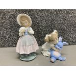 Two Nao by Lladro figures girl with flowers and a girl with bunny no 1263