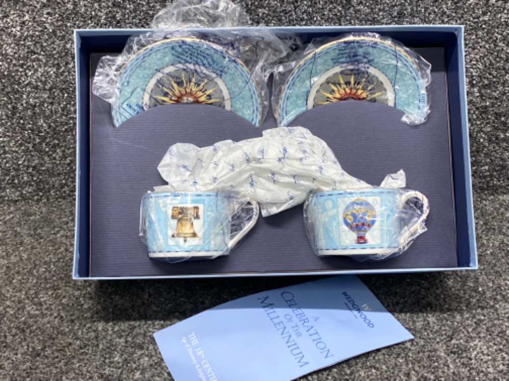 Wedgwood “a celebration of the Millennium” 4 piece cup & saucer set, with original box of issue