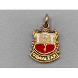 9ct gold enamelled ‘Gibraltar’ charm 1.5g gross