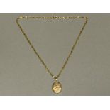 9ct yellow gold locket pendant & 9ct gold chain, 4.8g