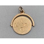 9ct gold ‘I Love You’ spinning pendant 1.5g