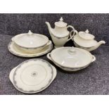 6x Royal Doulton Albany patterned tea & dinnerware including teapots & tureens