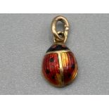 9ct gold enamelled ladybird charm .3g gross