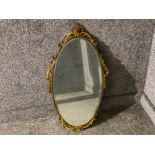 Vintage oval shaped bevelled hanging mirror