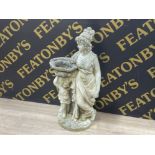 Stone garden ornament - mother & child bird bath