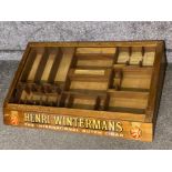 Oak framed shop display cigar case by Henri Wintermans, with glass topped lift up lid (The