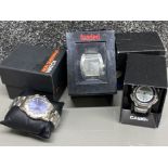 3 gents wristwatches includes casio with digital display, Ben Sherman & loaded, all with original