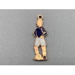 9ct gold enamelled football charm .6g