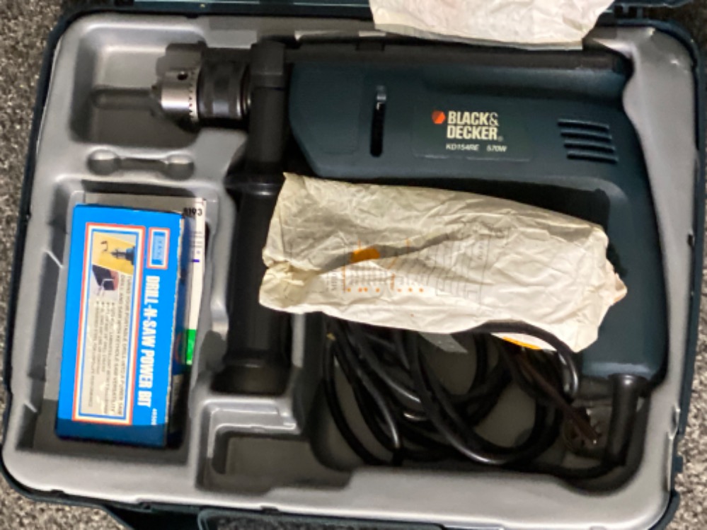 Black & Decker 570W power drill, model number KD154E, with accessories in original hardcase - Image 2 of 2