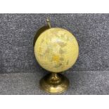 Vintage metal (brass effect) framed library revolving world globe