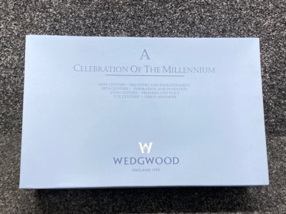 Wedgwood “a celebration of the Millennium” 4 piece cup & saucer set, with original box of issue - Image 2 of 2