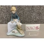 A Nao by Lladro figure girl with rabbits and a Nao plaque