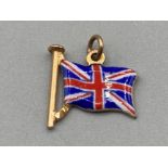 9ct gold enamelled Union Jack flag pendant/charm 1g gross