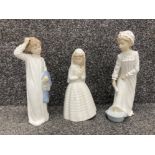 Three Nao by Lladro figures including communion (one with damage)
