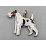 9ct gold enamelled fox terrier charm/pendant 1.3g gross