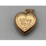 9ct gold ‘I Love You’ heart shaped locket .8g