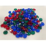 100g Oval Faceted Blue Red & Green Stones 12 x 10mm