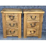 A pair of heavy Mexican pine beside drawers 57 x 82 x 43cm