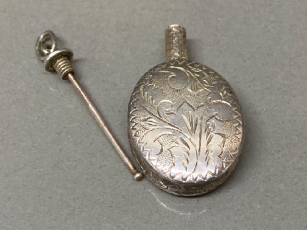 Victorian silver scent bottle pendant
