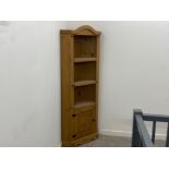 Solid Pine corner unit - 3 tier shelving & below cupboard