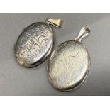 2x nicely etched silver locket pendants - 15.4g