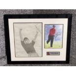 Framed golf photo-Montage comprising of A Tiger Woods photograph signed by the man himself