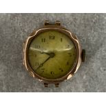 9ct gold fully hallmarked cases wristwatch face - Swiss made, 13.2g gross