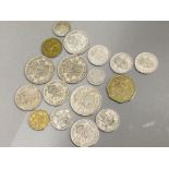 Bag of mixed coinage includes 1942 silver two shillings & 1943 sixpence coins etc
