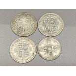 Total of 4 coins include 3x George V silver half crown coins dated 1921, 1928 & 1929, also