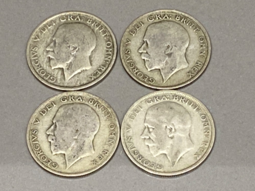 4x silver George V half crown coins dated - 1920, 1921, 1922 & 1929 - Image 2 of 2