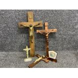 Total of 5 Italian religious items including large crucifixes & Virgin Mother Mary plaque