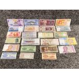 Collection of miscellaneous uncirculated banknotes from around the world