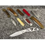 10 various folding/pocket knives