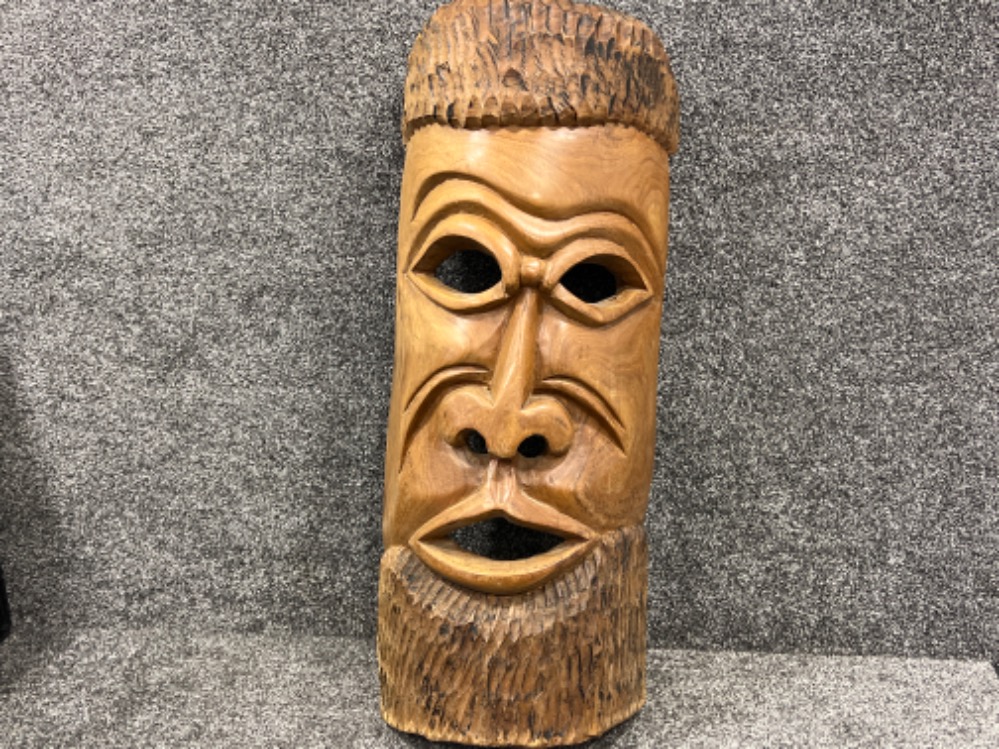 Large hand carving sculpture of tribal face (83cms in height)