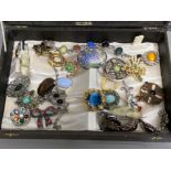 Box containing a large quantity of miscellaneous Scottish costume jewellery
