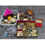 Large quantity of mixed costume jewellery including Timex wristwatch, cameos, bangles etc