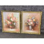 Pair of still life oil on canvas paintings both gilt framed