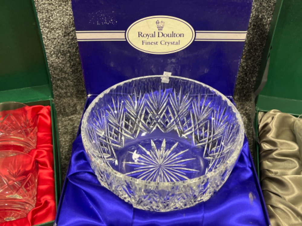 Royal Doulton crystal bowl in original box along with crystal tumblers - Image 3 of 4