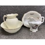 2x vintage toilet jug & bowl sets including Staffordshire