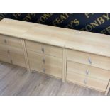 Three matching modern 3 drawer bedside chests