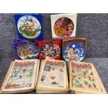 Total of 70+ vintage paper ‘The Beano’ comics together with 5x Walt Disney collectors plates -
