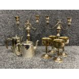 Silver plated ware including pair of candelabras